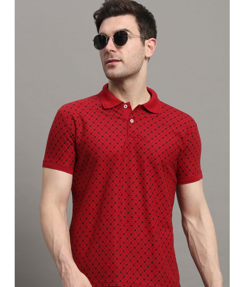     			R.ARHAN PREMIUM Cotton Blend Regular Fit Printed Half Sleeves Men's Polo T Shirt - Maroon ( Pack of 1 )