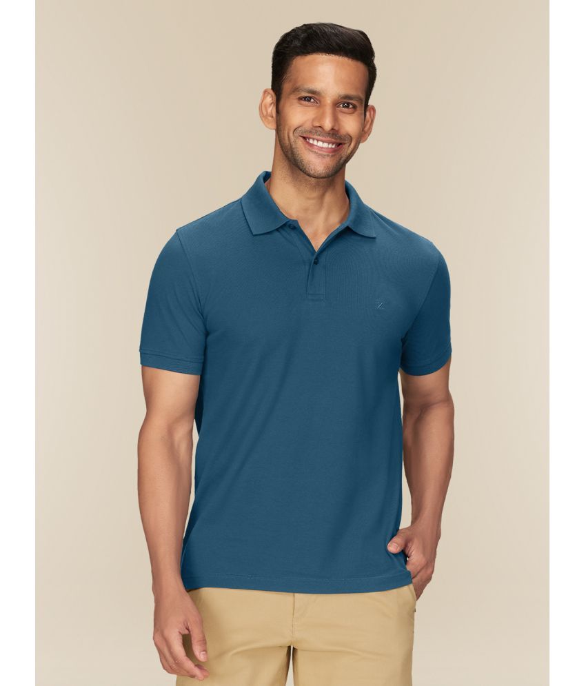     			XYXX Cotton Regular Fit Solid Half Sleeves Men's Polo T Shirt - Blue ( Pack of 1 )