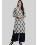 7Threads Crepe Printed Straight Women's Kurti - White ( Pack of 1 )