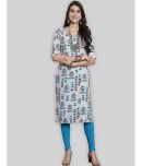 7Threads Crepe Printed Straight Women's Kurti - Grey ( Pack of 1 )