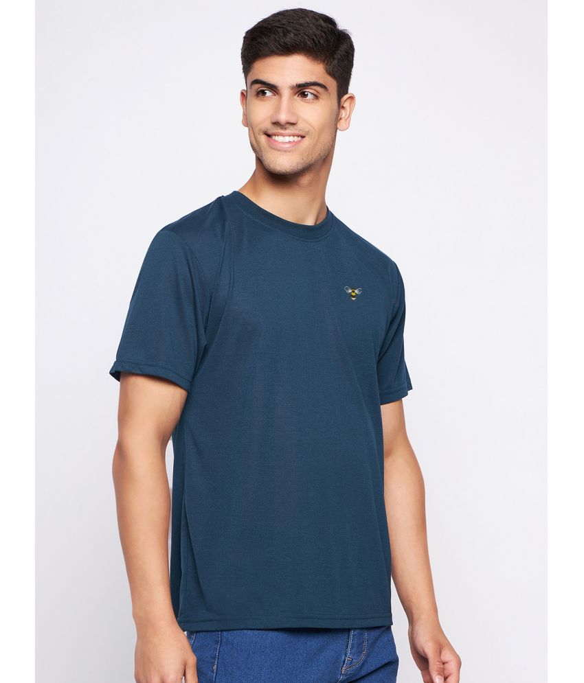     			Auxamis Cotton Blend Regular Fit Solid Half Sleeves Men's T-Shirt - Navy ( Pack of 1 )