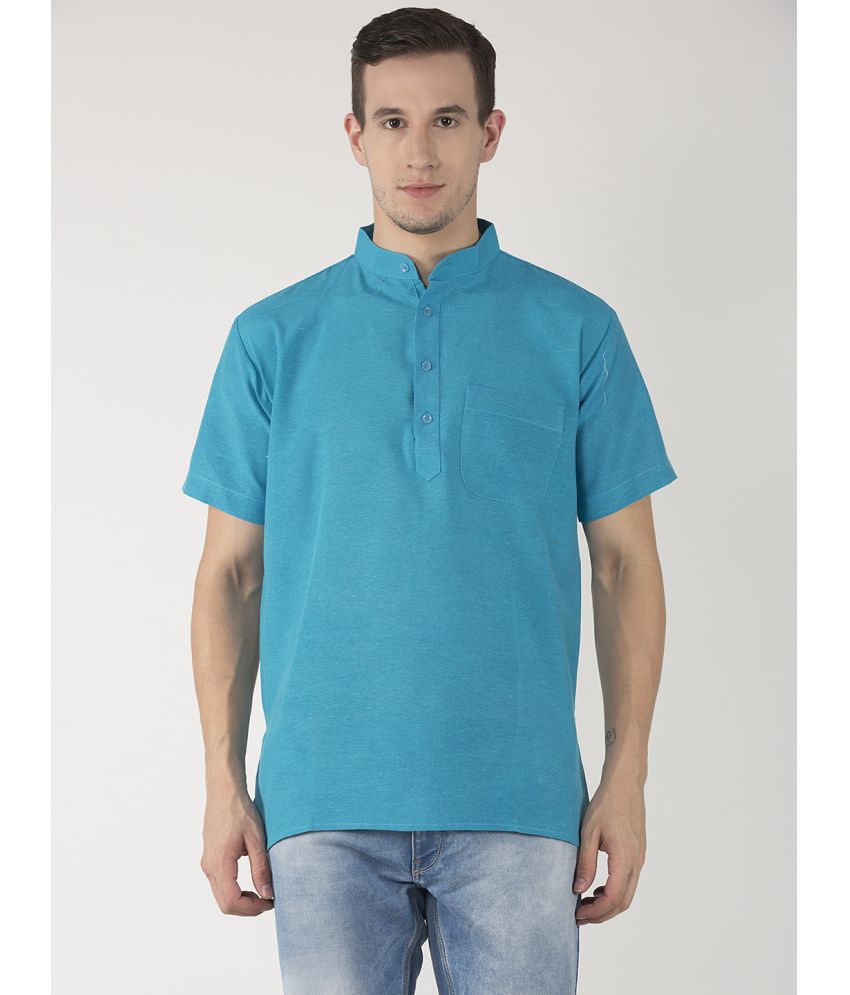     			RIAG Blue Cotton Men's Shirt Style Kurta ( Pack of 1 )