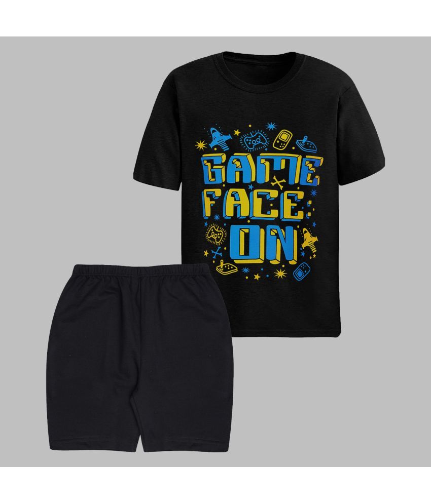     			Santee Pack of 1 Boys Cotton Blend T-Shirt & Shorts ( Black )