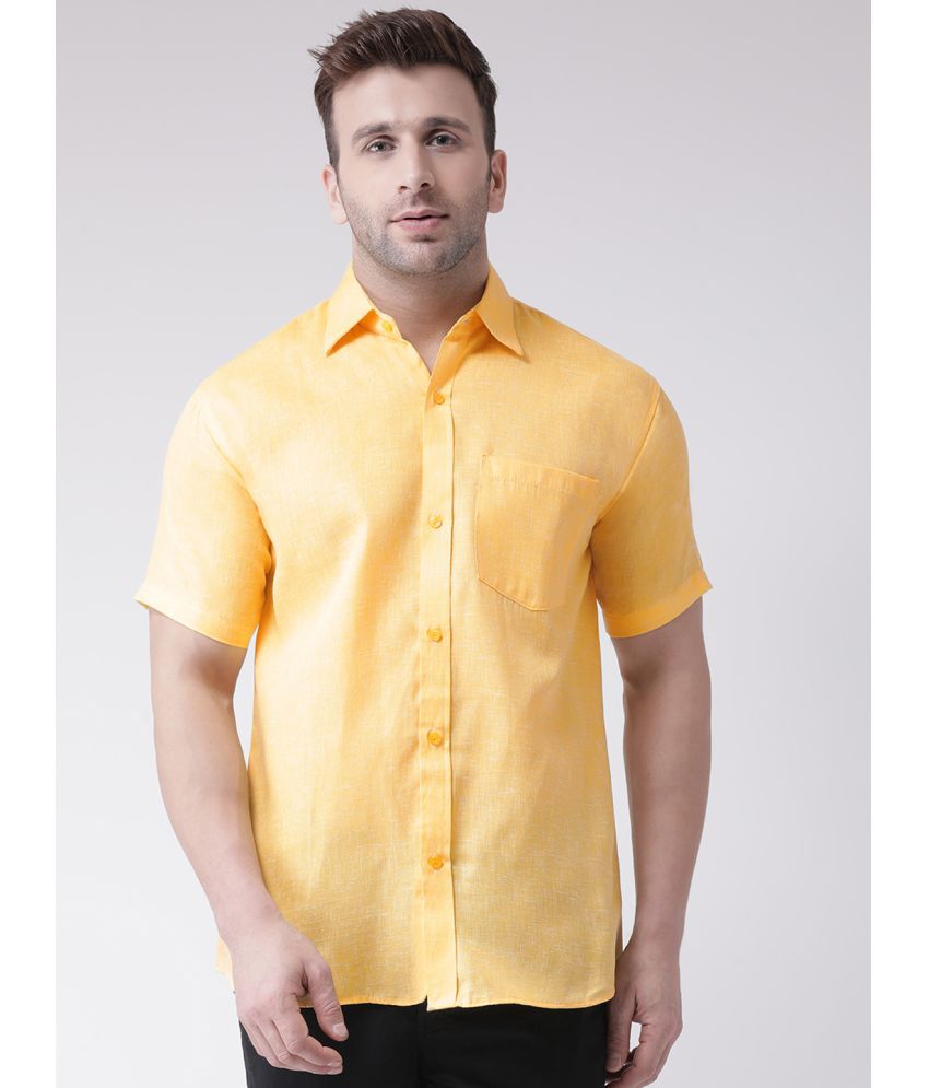     			RIAG 100% Cotton Regular Fit Solids Half Sleeves Men's Casual Shirt - Yellow ( Pack of 1 )