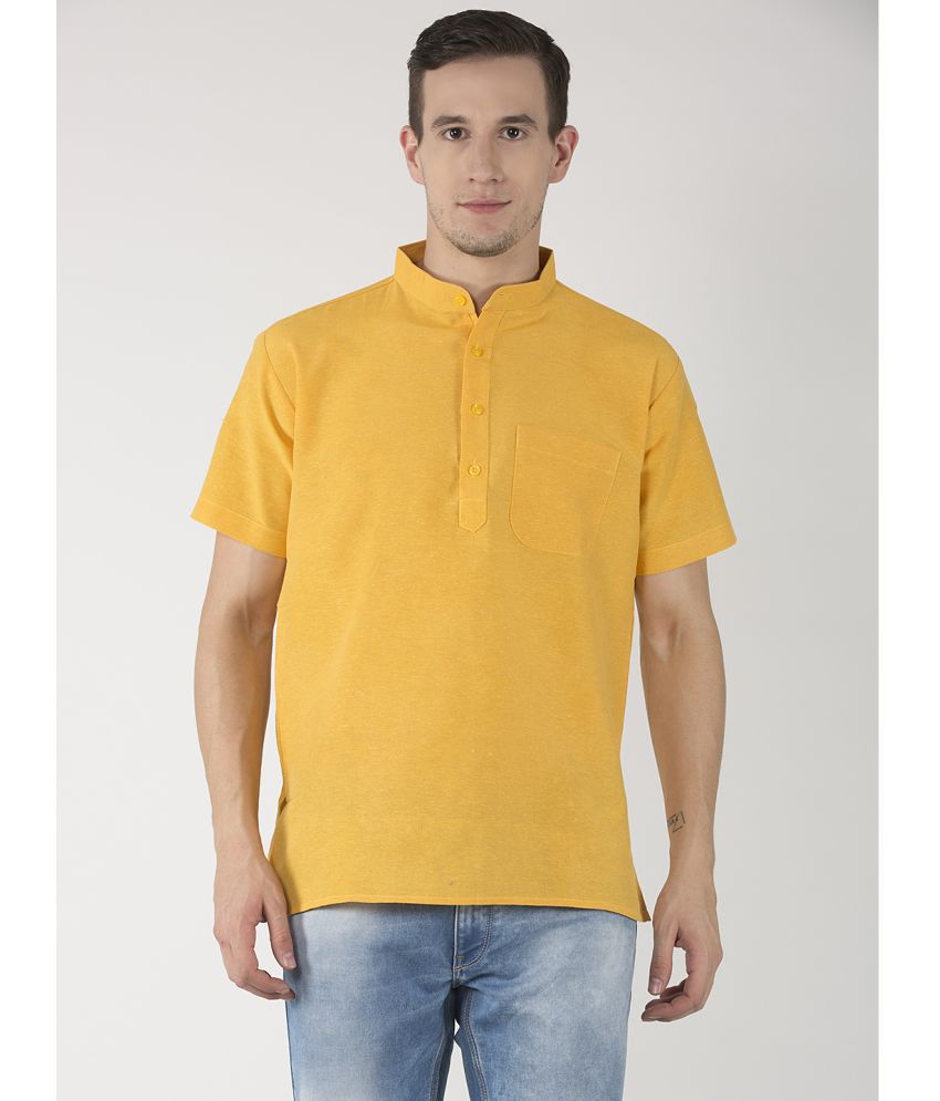     			RIAG Mustard Cotton Men's Shirt Style Kurta ( Pack of 1 )