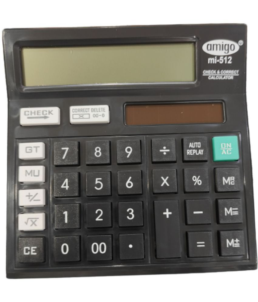     			2613FFF FLIPCLIPS- 1 PC BLACK AMIGO MI512 CALCULATOR 120 Steps Check & Correct 12 Digit Premium Desktop Calculator( PACK OF 1)