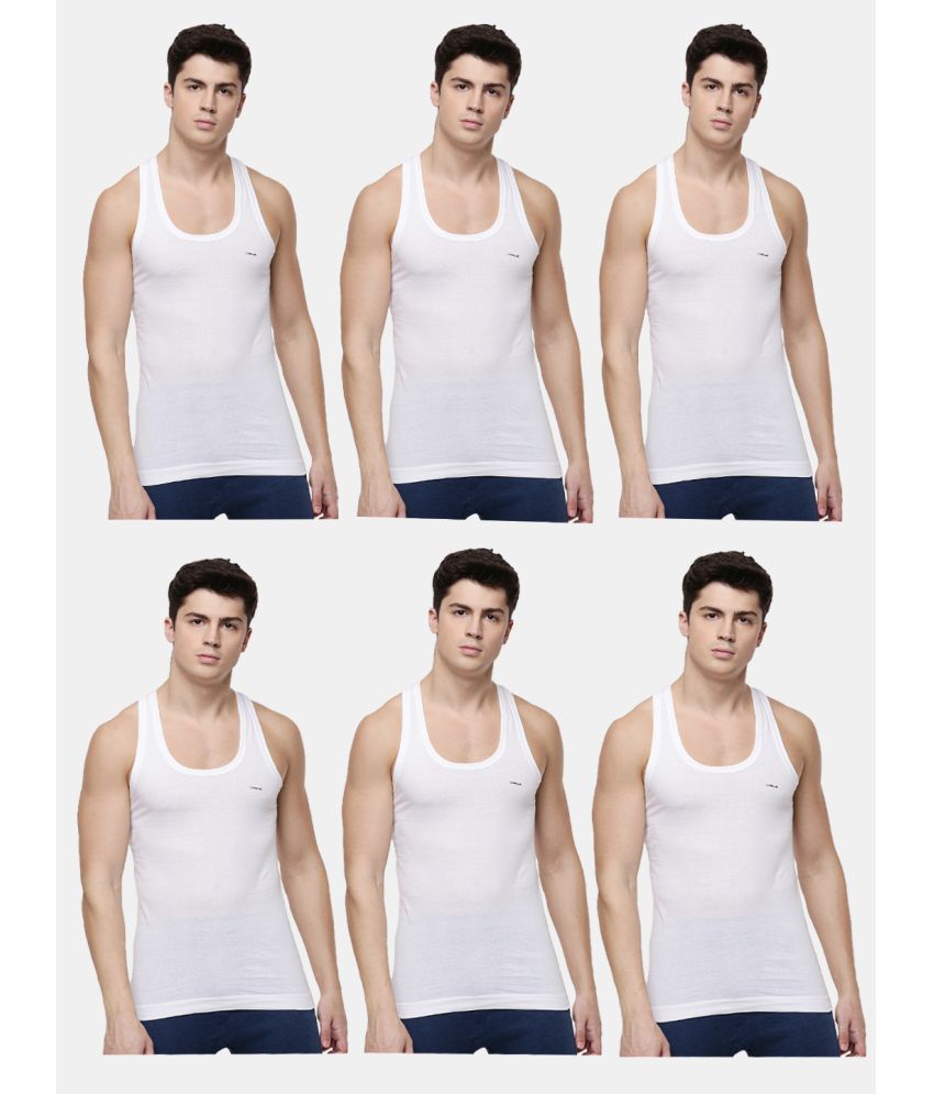     			Pack of 6 Dollar lehar White Cotton Men's Vest