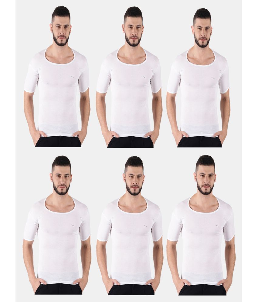     			Pack of 6 Dollar lehar White Cotton Men's Vest