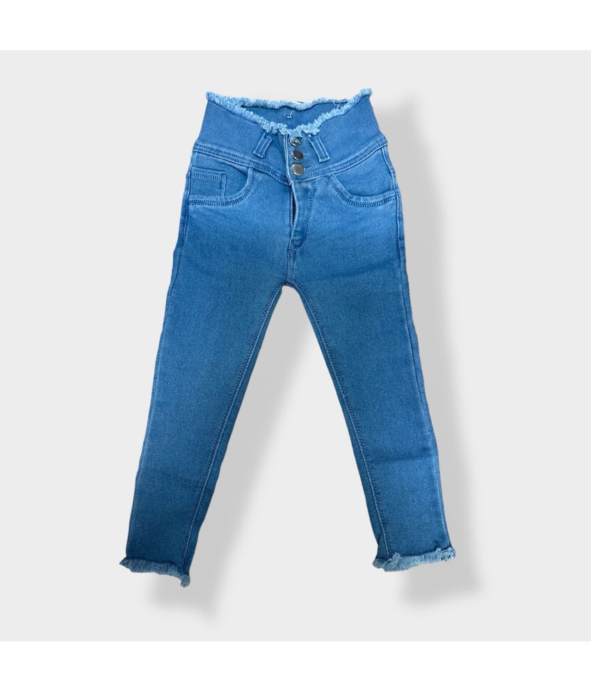     			ICONIC ME- Kids Girls 3 button Plain Denim Jeans | Premium Denim Jeans