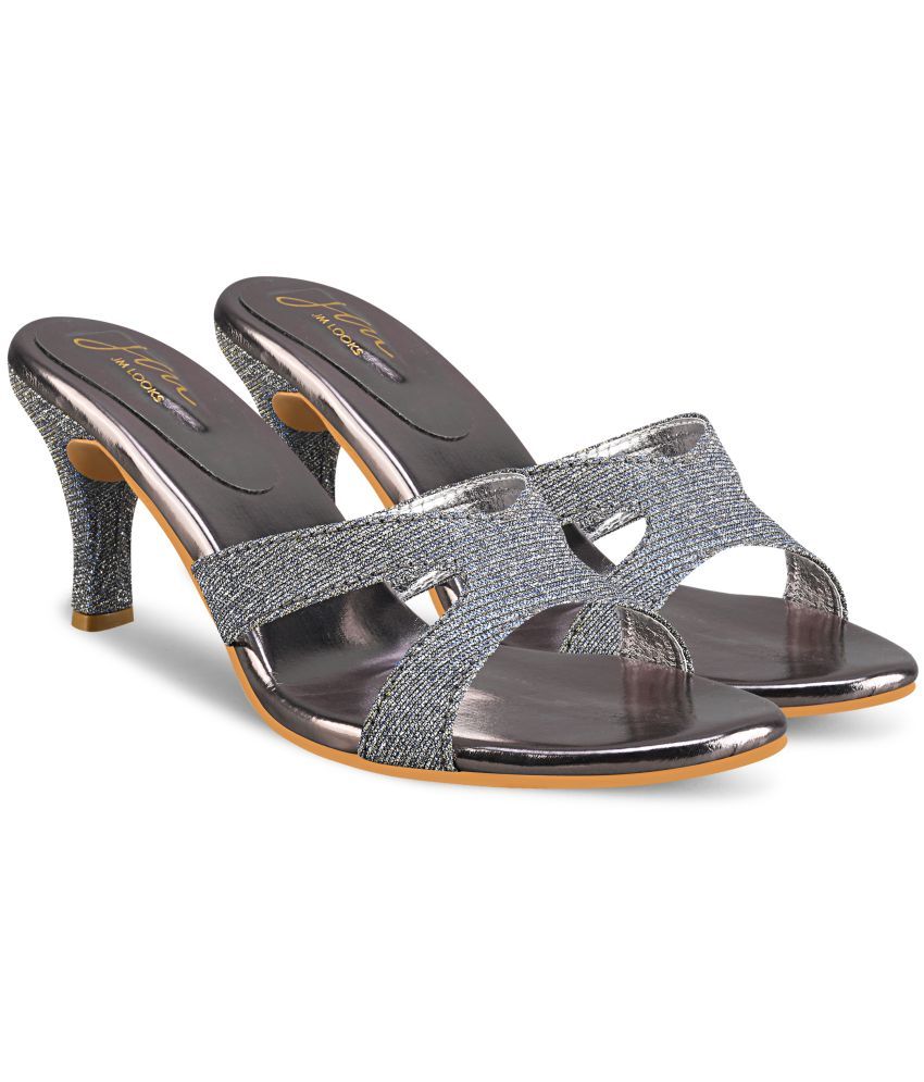     			JM Looks Gray Women's Slip On Heels