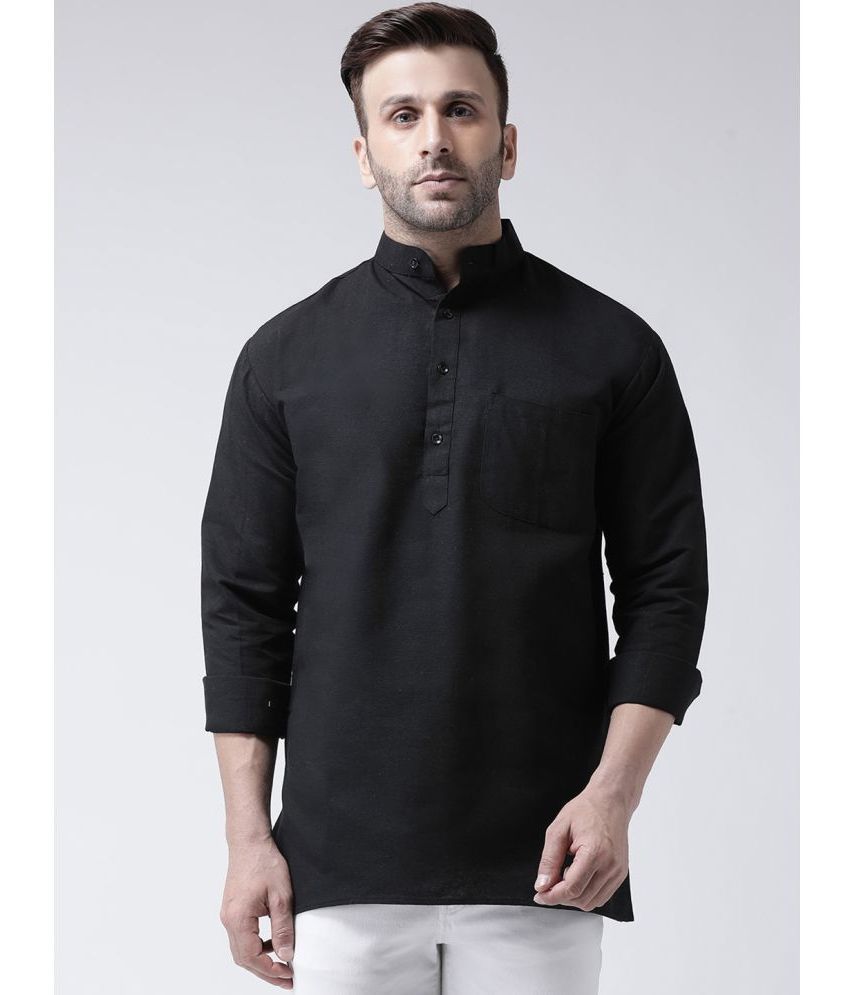     			RIAG Black Cotton Men's Shirt Style Kurta ( Pack of 1 )