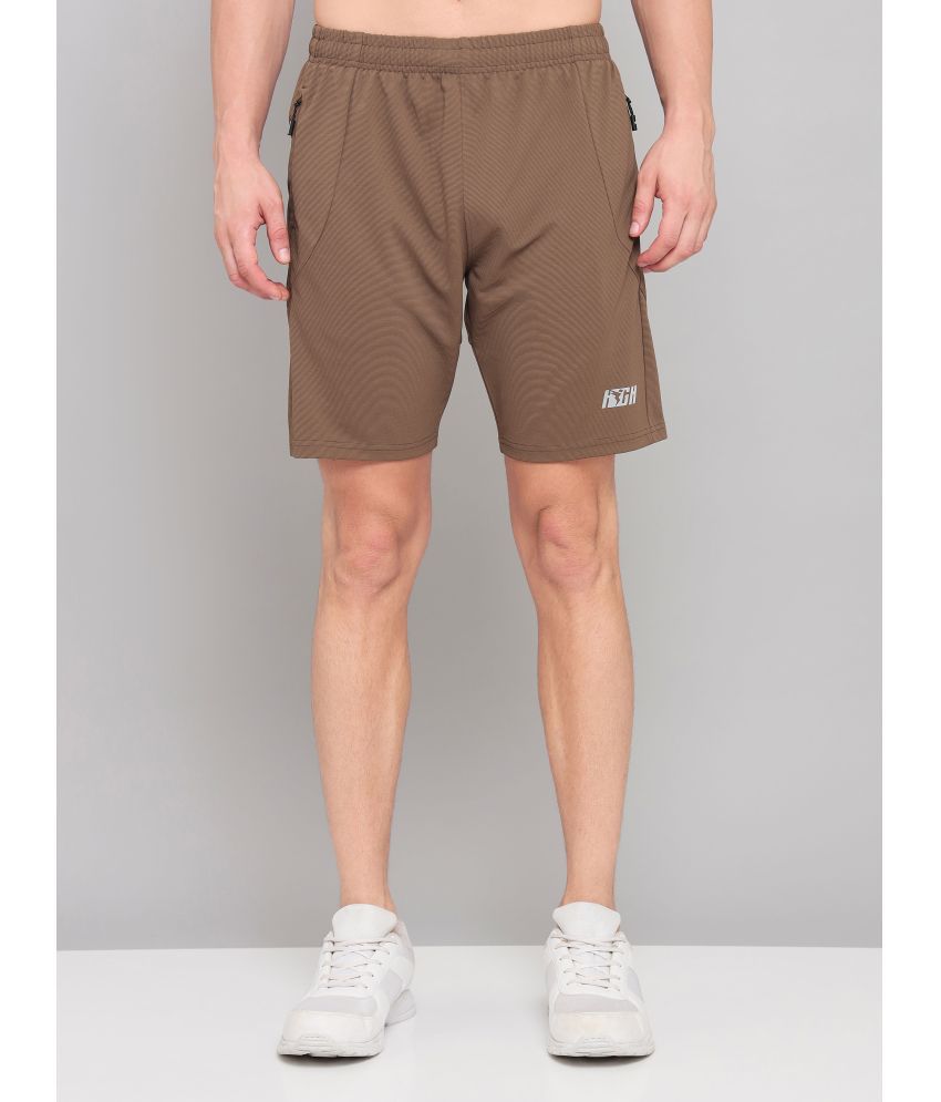     			Technosport Brown Polyester Men's Gym Shorts ( Pack of 1 )