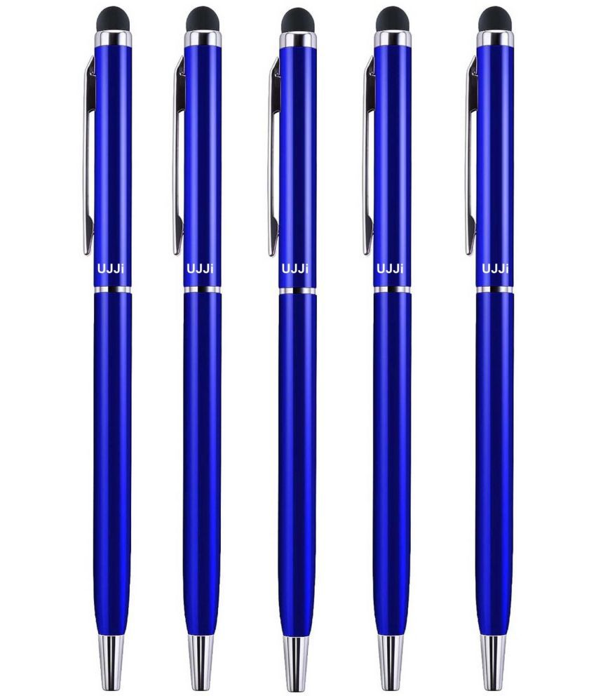     			UJJi Sleek Design Blue Pen with Stylus for Touch Screen Pack of 5 Ball Pen