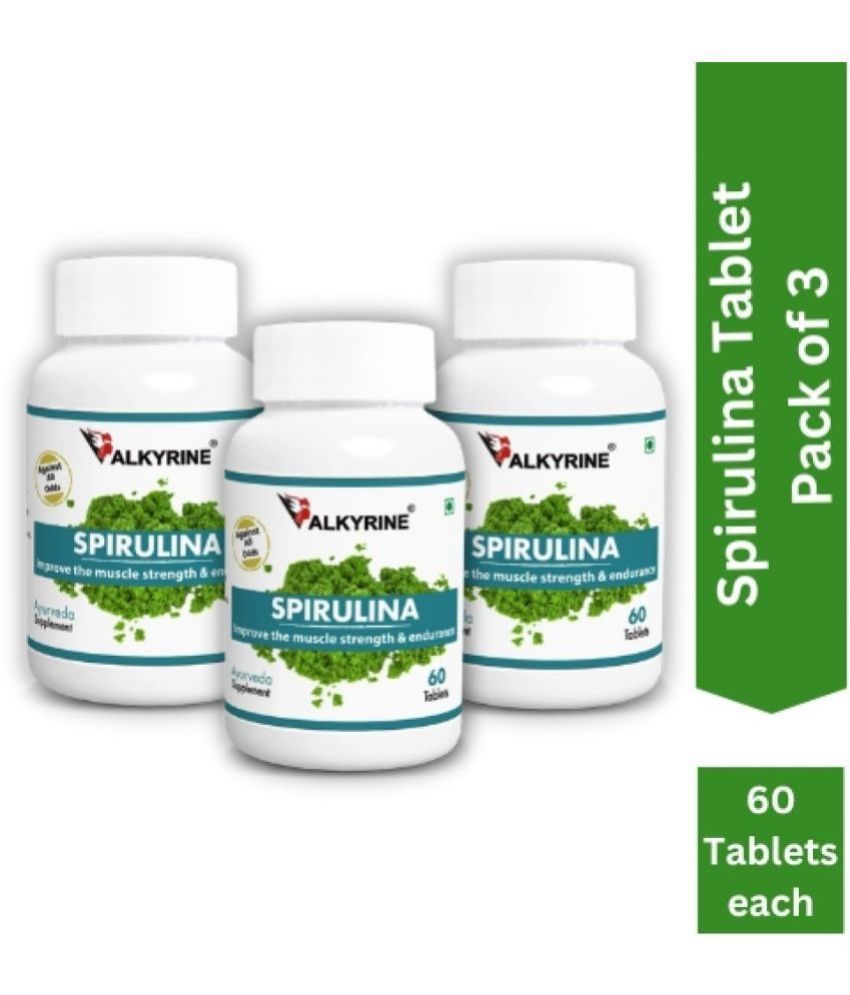    			VALKYRINE Spirulina, GreenSuper Food Tablet 180 no.s Pack of 3