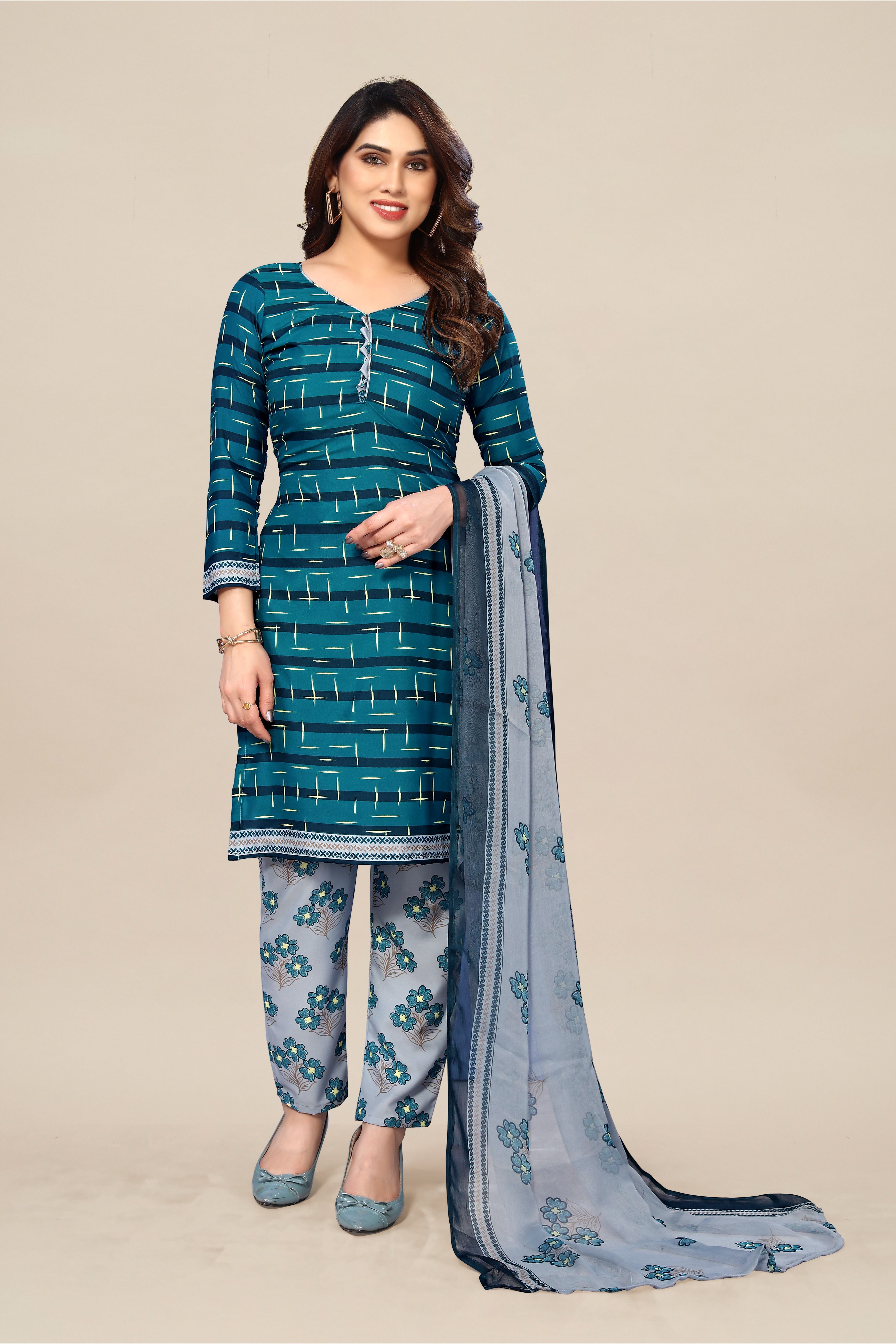     			Kashvi Unstitched Crepe Printed Dress Material - Green ( Pack of 1 )