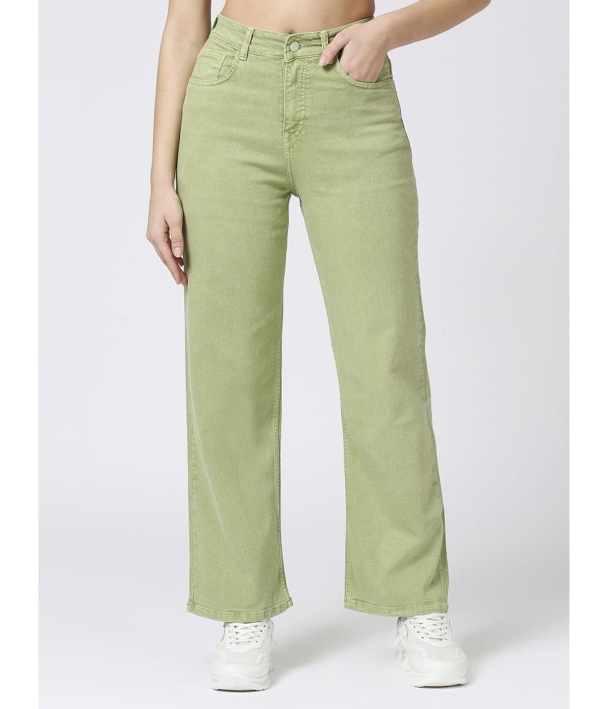     			CEFALU - Lime Green Denim Wide Leg Women's Jeans ( Pack of 1 )