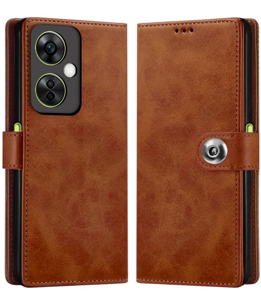     			Fashionury Brown Flip Cover Leather Compatible For Oneplus Nord CE 3 Lite 5G ( Pack of 1 )