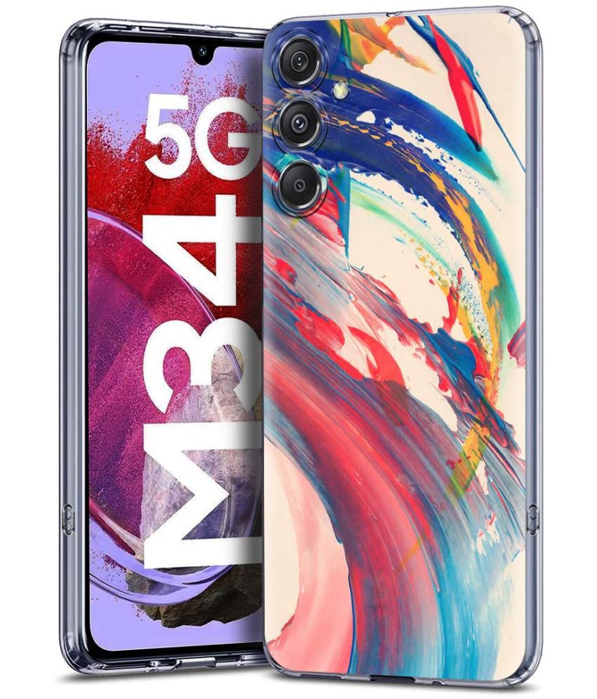    			Fashionury Multicolor Printed Back Cover Silicon Compatible For Samsung Galaxy M34 5G ( Pack of 1 )