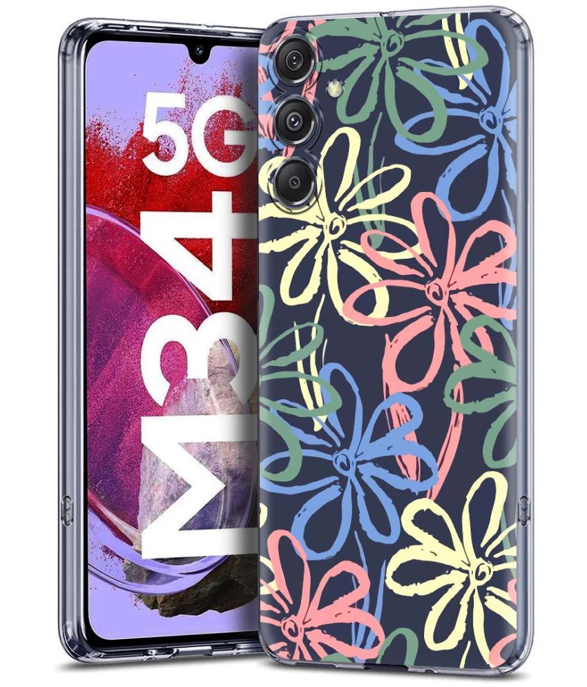     			Fashionury Multicolor Printed Back Cover Silicon Compatible For Samsung Galaxy M34 5G ( Pack of 1 )