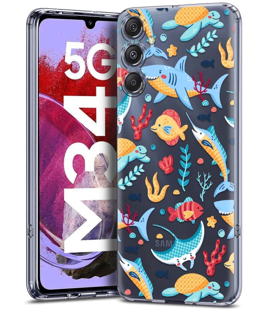     			Fashionury Multicolor Printed Back Cover Silicon Compatible For Samsung Galaxy M34 5G ( Pack of 1 )