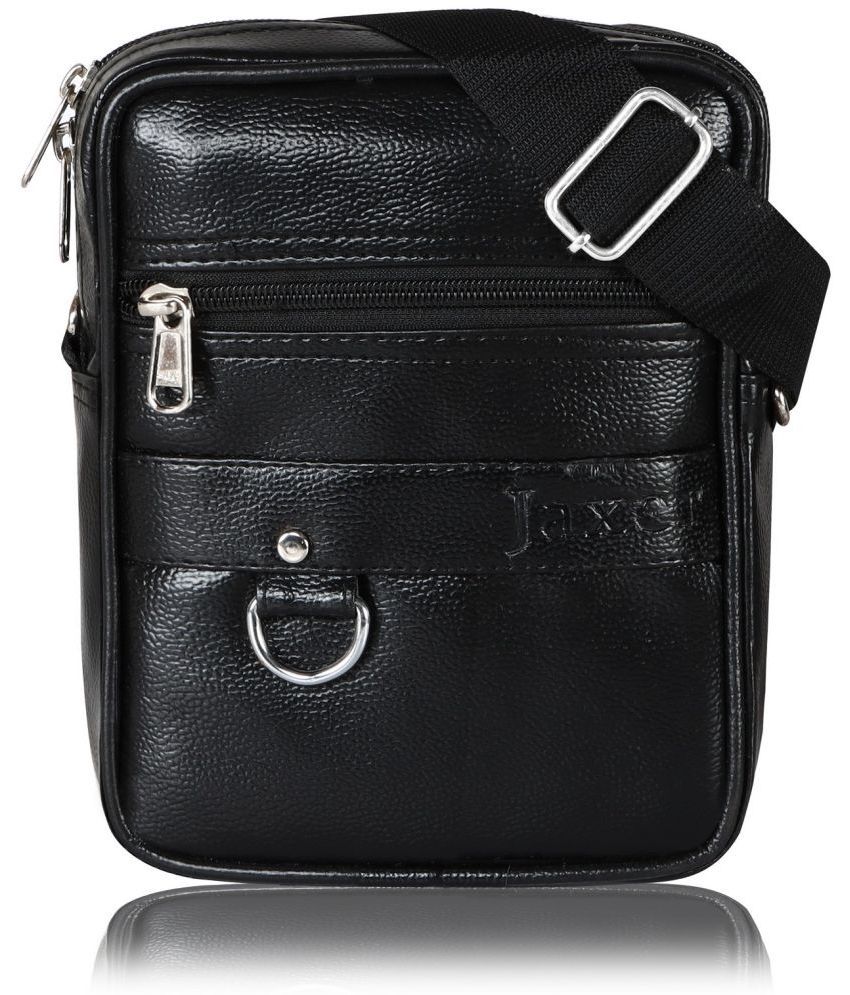     			Jaxer Black Solid Messenger Bag