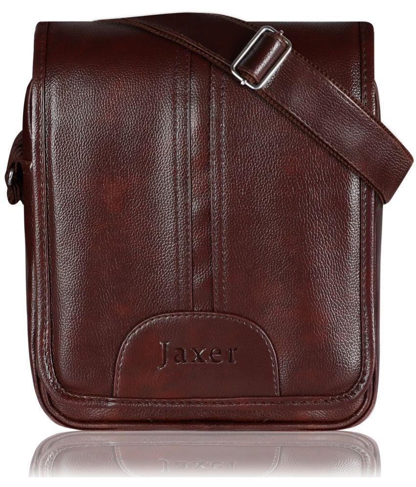     			Jaxer Brown Textured Messenger Bag