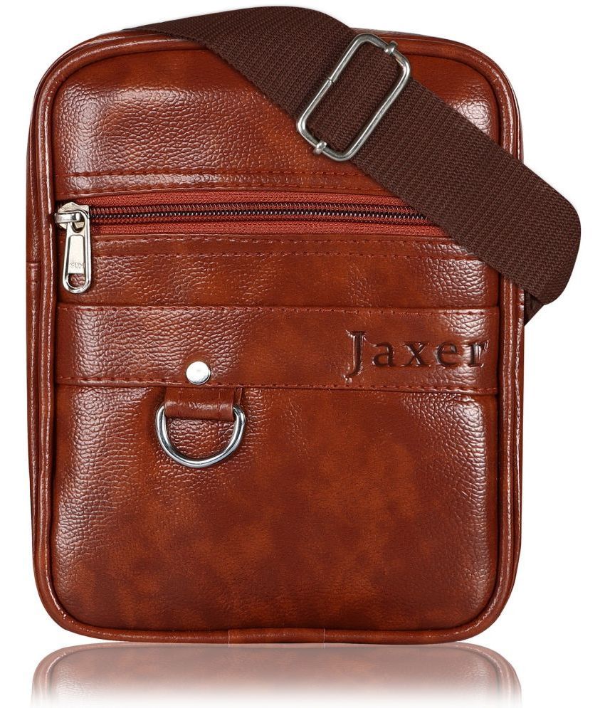     			Jaxer Tan Textured Messenger Bag