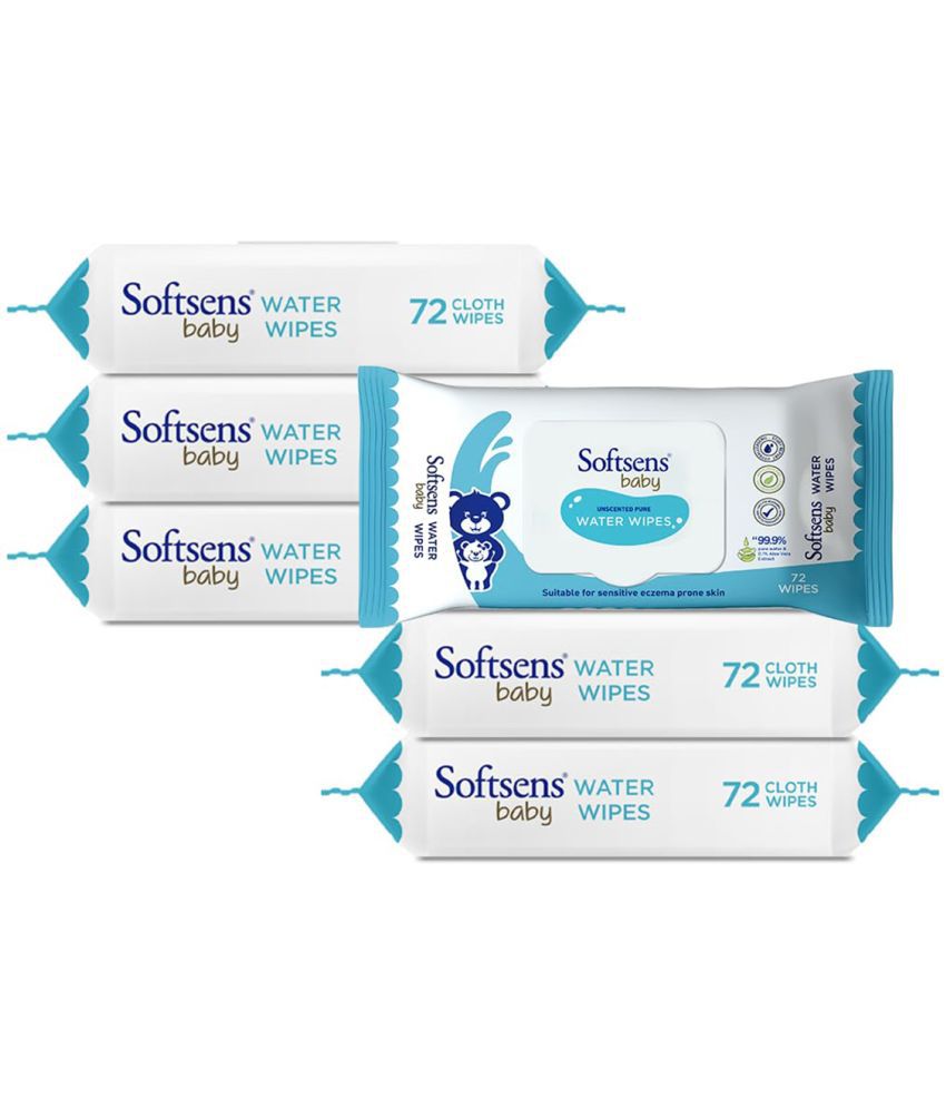     			Softsens Baby 99.9% Pure Water Wipes | Pure Aloe Vera Extract Wipes For Babies (Pack of 6)