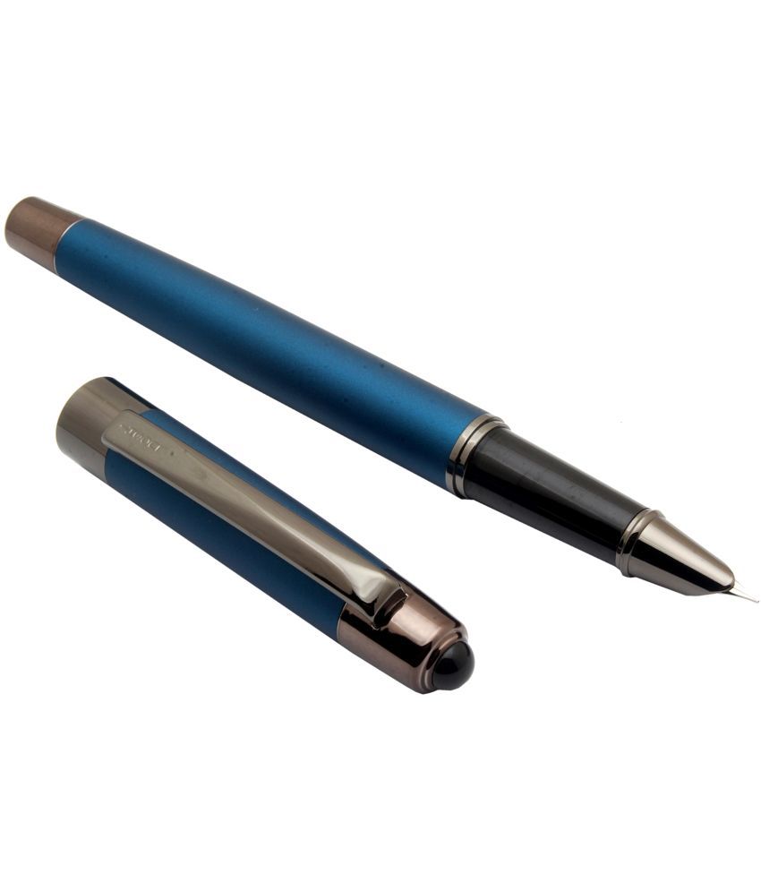     			Srpc Luoshi 5307 Matte Blue Metal Body Fountain Pen With Gunmetal Trims & Hooded Fine Nib