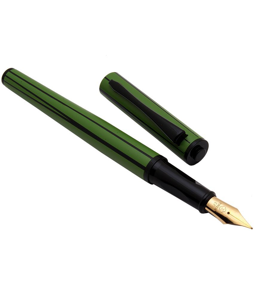     			Srpc Yiren 3953 Green Color With Black Spiral Lines Metal Body Fountain Pen With Extra Fine Nib