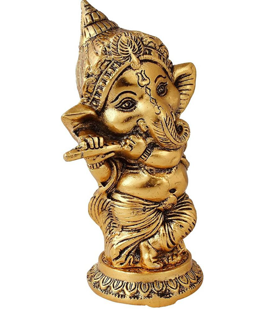     			VARKAUS Brass Lord Ganesha Idol ( 15 cm )