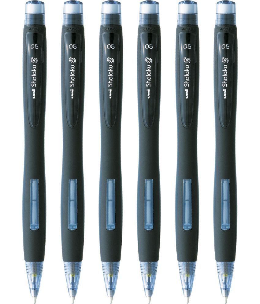     			uni-ball Shalaku M5 228 0.5mm, Built in Eraser (Black Body) Pencil (Set of 6, Black)