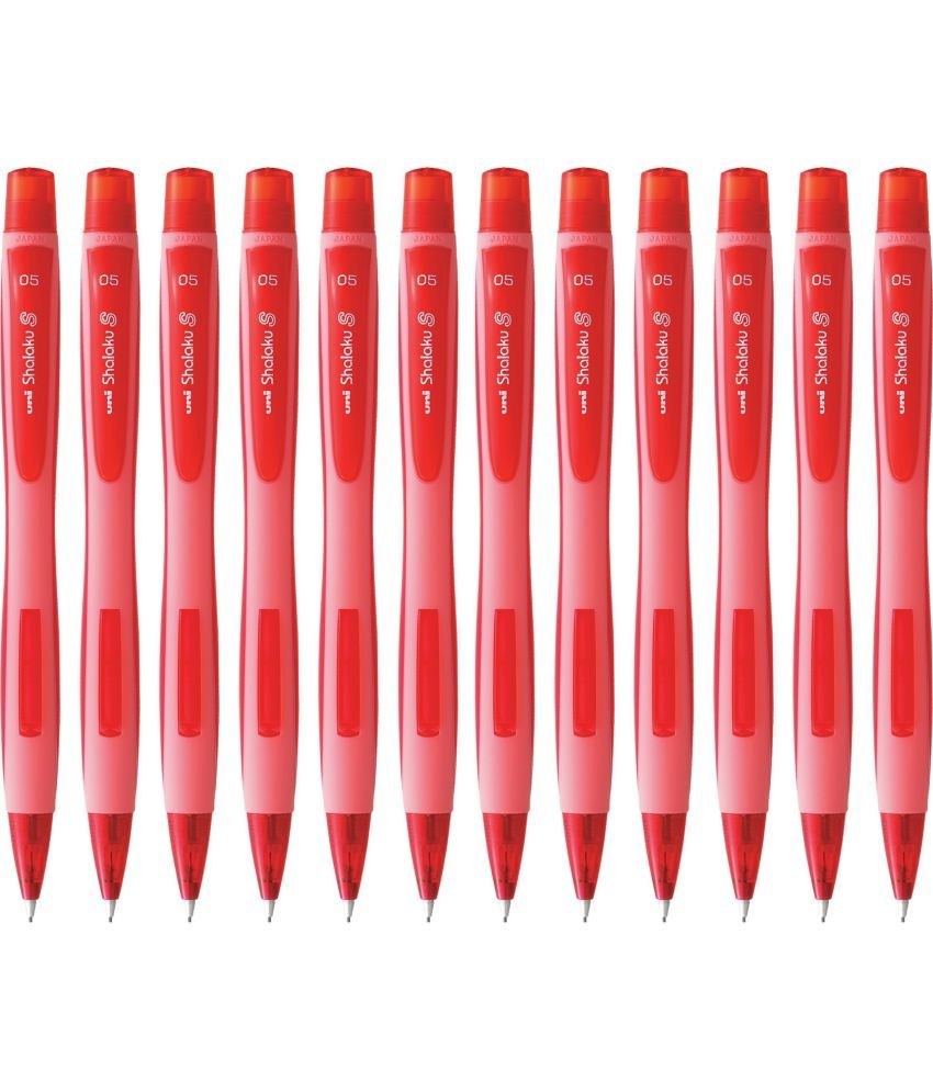     			uni-ball Shalaku M5 228 0.5mm, Built in Eraser (Red Body) Pencil (Set of 12, Red)