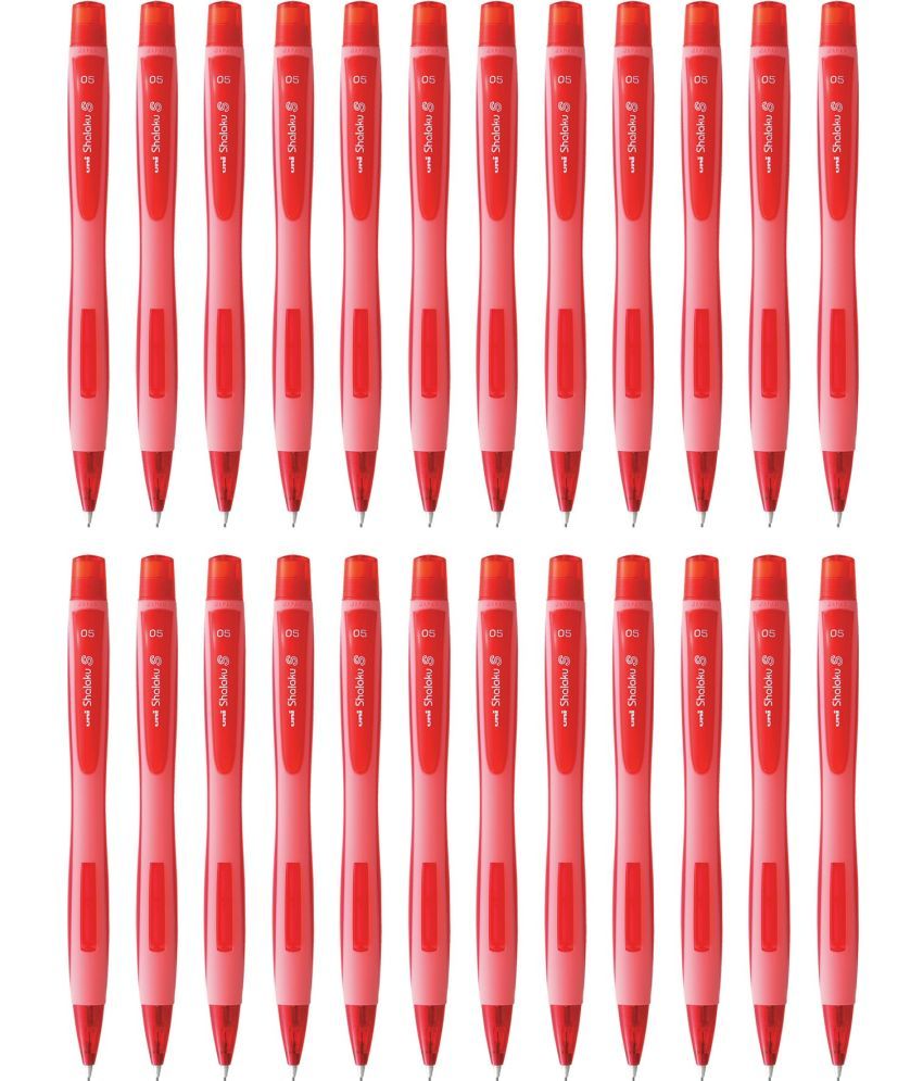     			uni-ball Shalaku M5 228 0.5mm, Built in Eraser (Red Body) Pencil (Set of 24, Red)