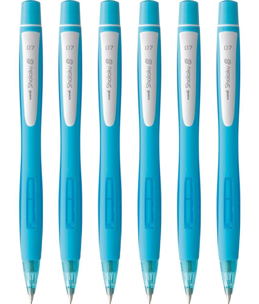     			uni-ball Shalaku M7 228 0.7mm, Built in Eraser (Blue Body) Pencil (Set of 6, Light Blue)