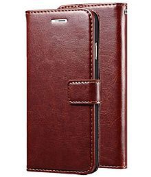 Kosher Traders Brown Flip Cover Artificial Leather Compatible For Samsung Galaxy A23 ( Pack of 1 )