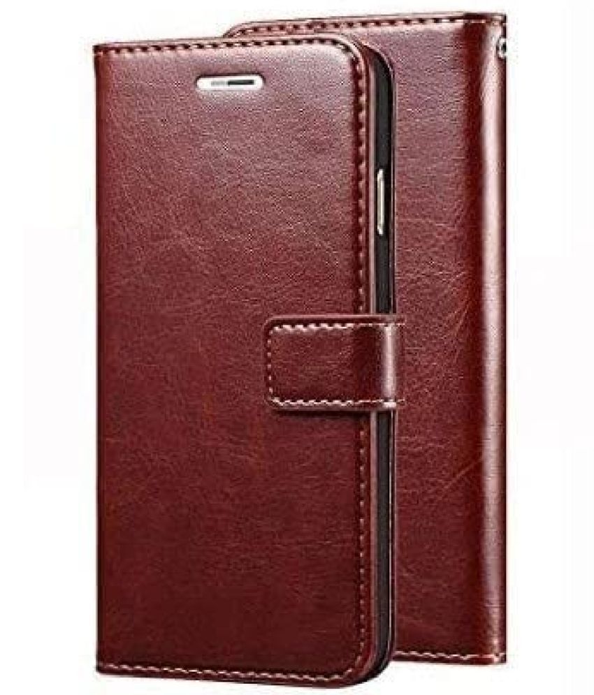     			Kosher Traders Brown Flip Cover Artificial Leather Compatible For Poco C55 ( Pack of 1 )