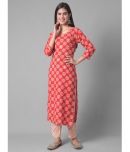 Dollar Missy Cotton Blend Self Design Straight Women's Kurti - Red ( Pack of 1 )