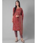 Dollar Missy Cotton Blend Self Design Straight Women's Kurti - Red ( Pack of 1 )