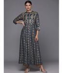 Varanga Viscose Printed Anarkali Women's Kurti - Navy Blue ( Pack of 1 )