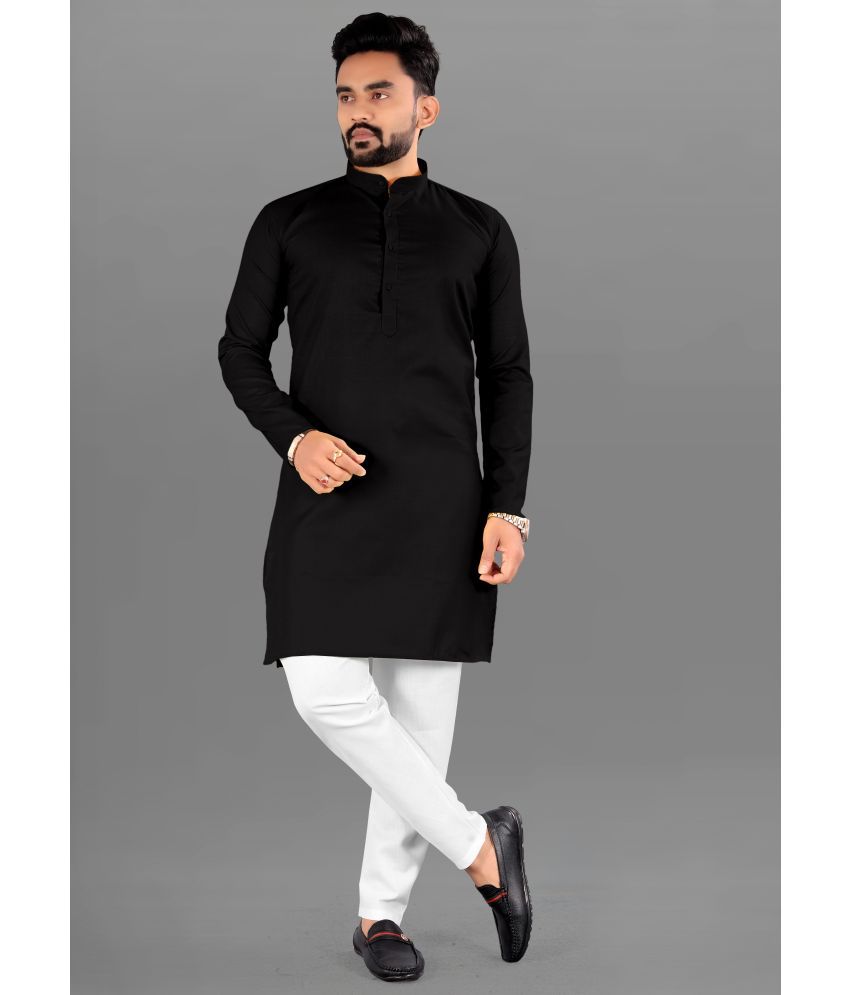     			FRELURO Black Cotton Blend Men's Regular Kurta ( Pack of 1 )