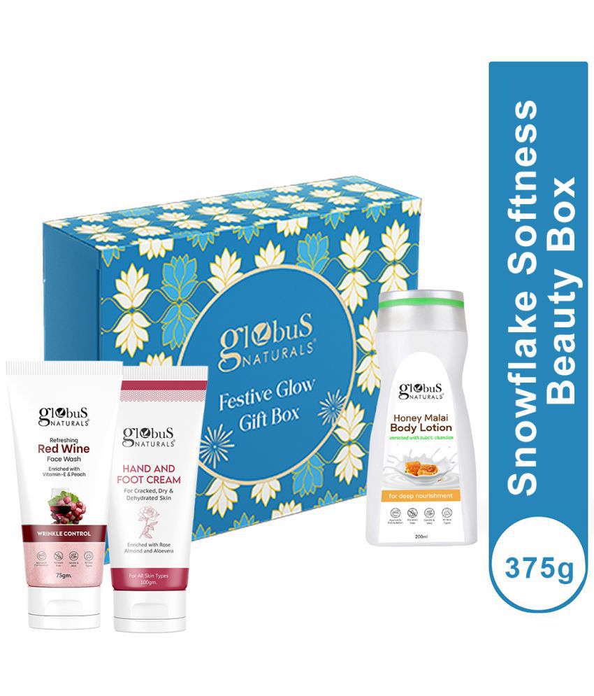     			Globus Naturals Winter Care Gift Box - Honey Malai Body Lotion 200 ml, Hand & Foot Cream 100 gm, Red Wine Face Wash 75gm,