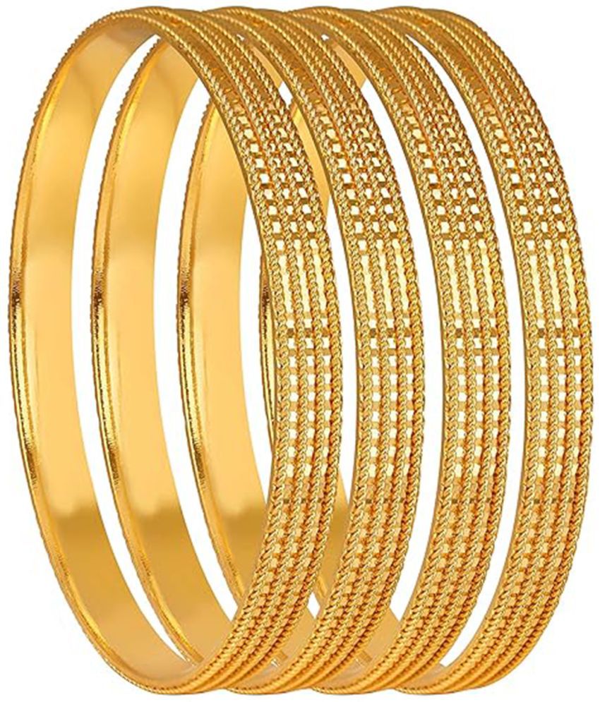     			JFL - Jewellery For Less Gold Bangle Set ( Pack of 4 )