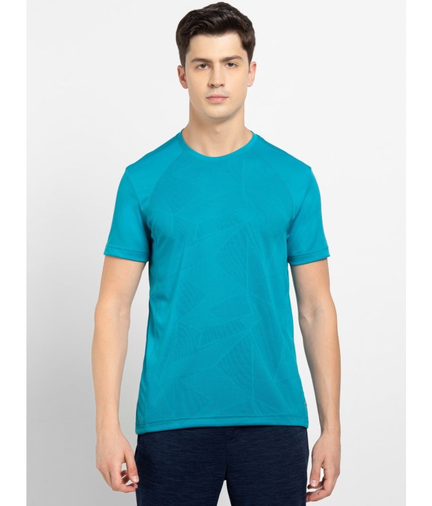     			Jockey MV15 Men's Microfiber Fabric Breathable Mesh Round Neck Half Sleeve T-Shirt - Caribbean Sea