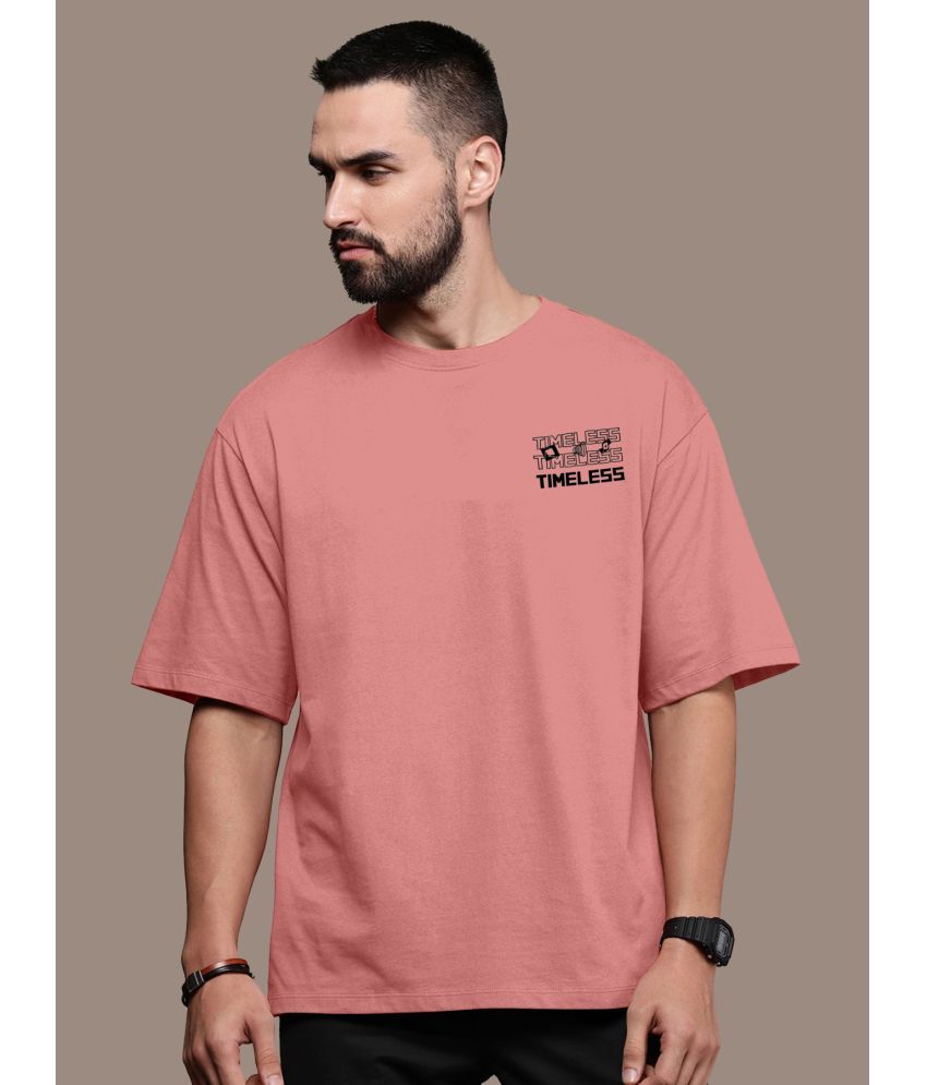     			KAJARU Polyester Oversized Fit Printed Half Sleeves Men's T-Shirt - Pink ( Pack of 1 )