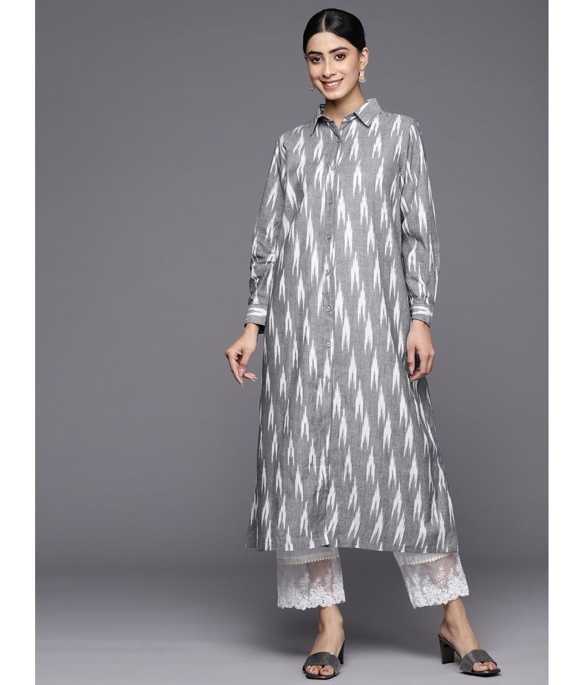     			Varanga Cotton Self Design A-Line Women's Kurti - Grey ( Pack of 1 )