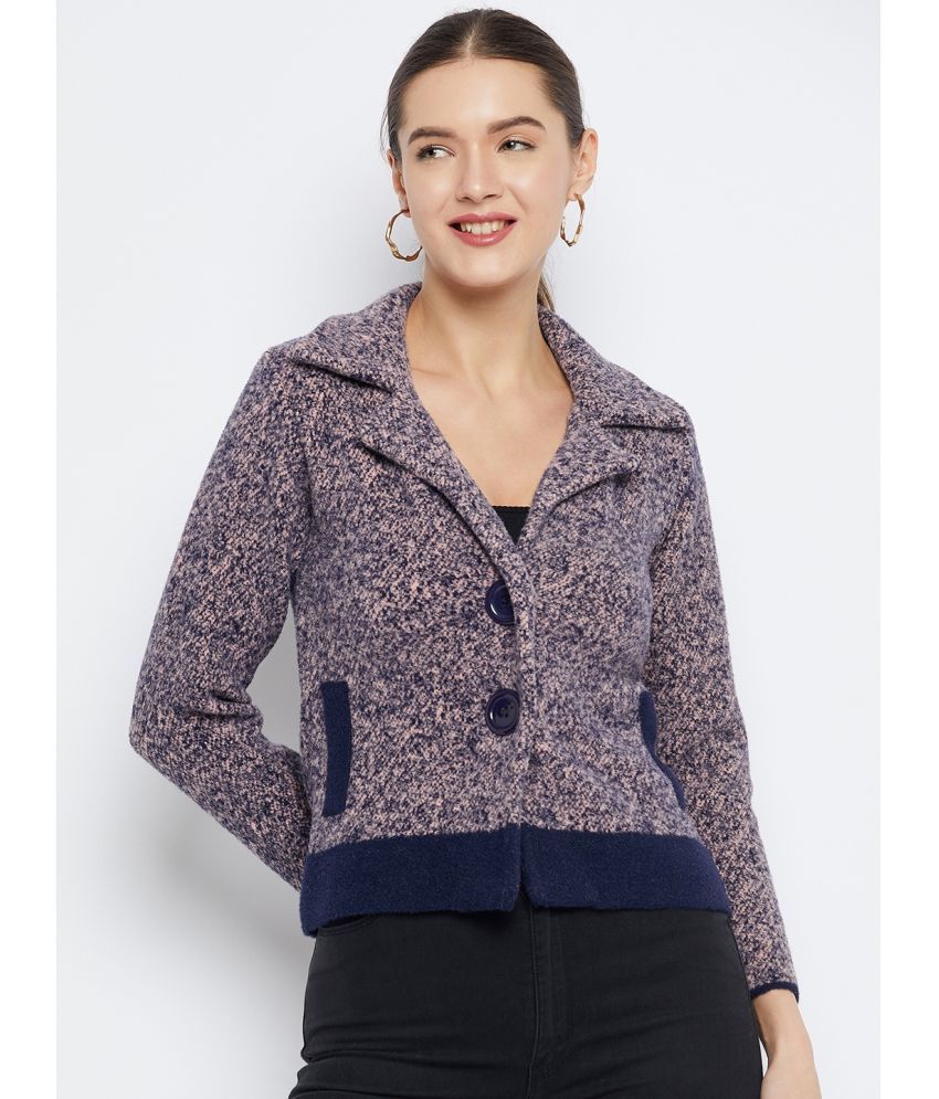     			zigo Woollen Regular Collar Women's Cardigans Dress - Navy ( Single )