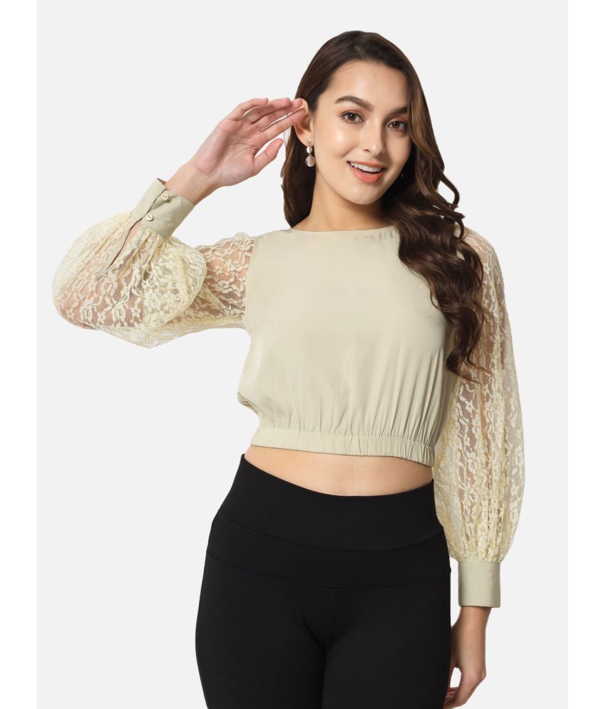     			ALL WAYS YOU Beige Crepe Women's Crop Top ( Pack of 1 )