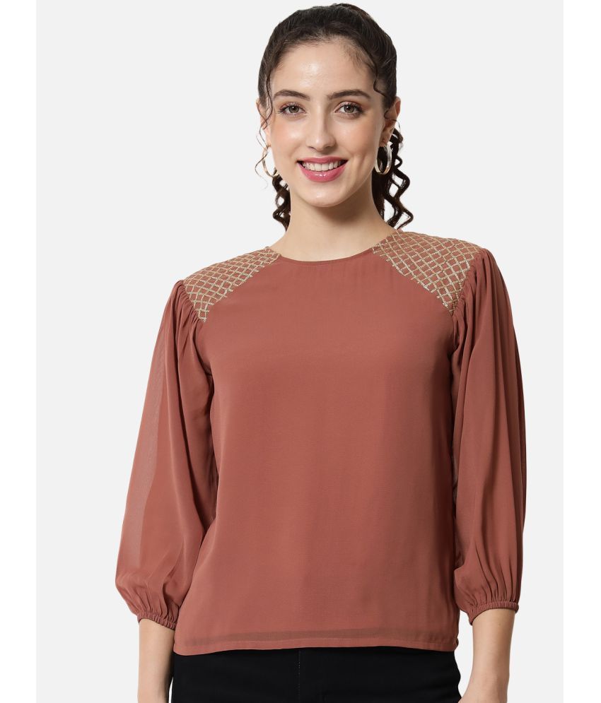     			ALL WAYS YOU Brown Georgette Women's Regular Top ( Pack of 1 )