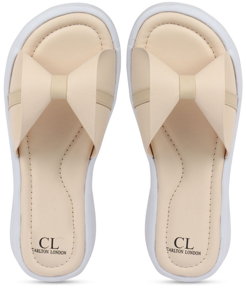     			Carlton London Beige Women's Slide Flip Flop